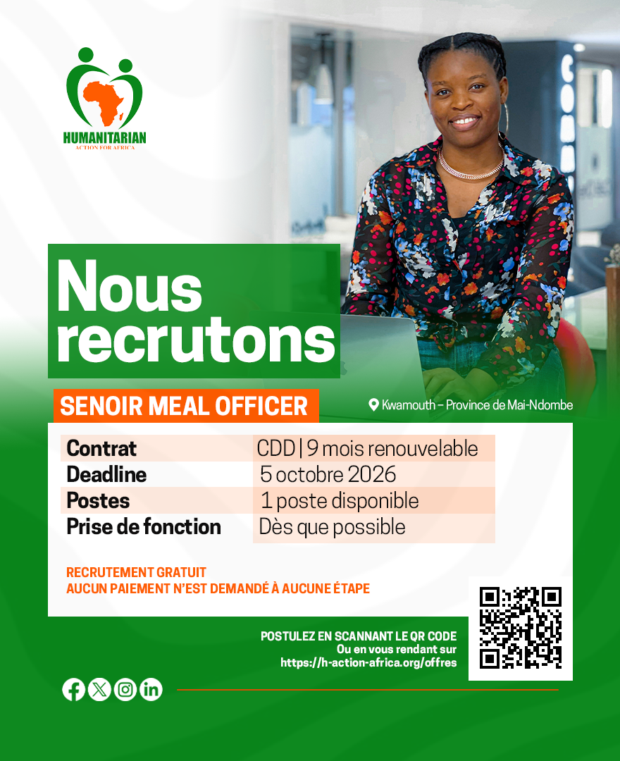 Senior MEAL Officer (Suivi, Évaluation, Redevabilité et Apprentissage)